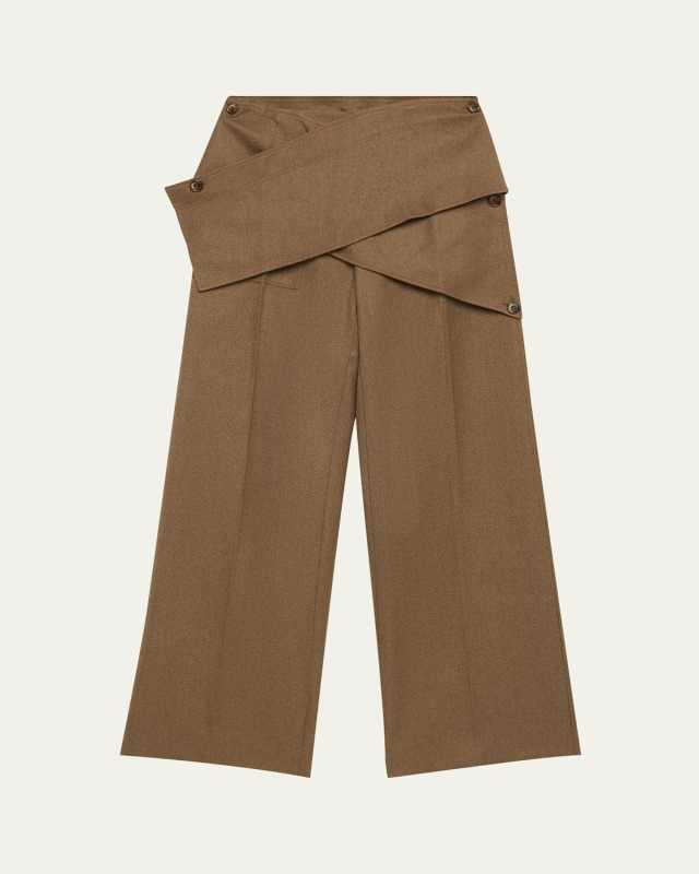 Belt Strap Wool Trousers
